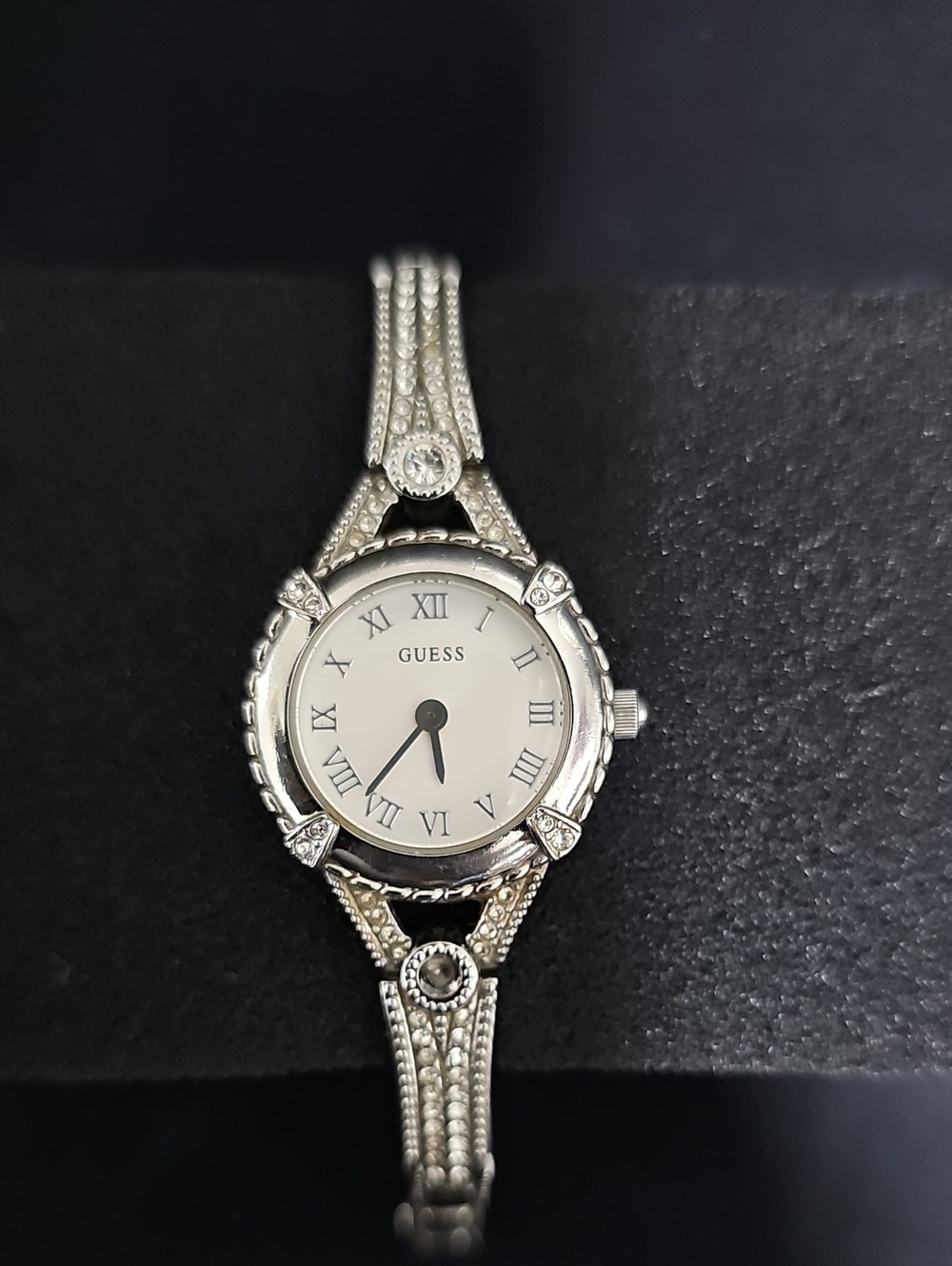 Petite GUESS Silver Crystal-Accented Women's Bracelet Watch